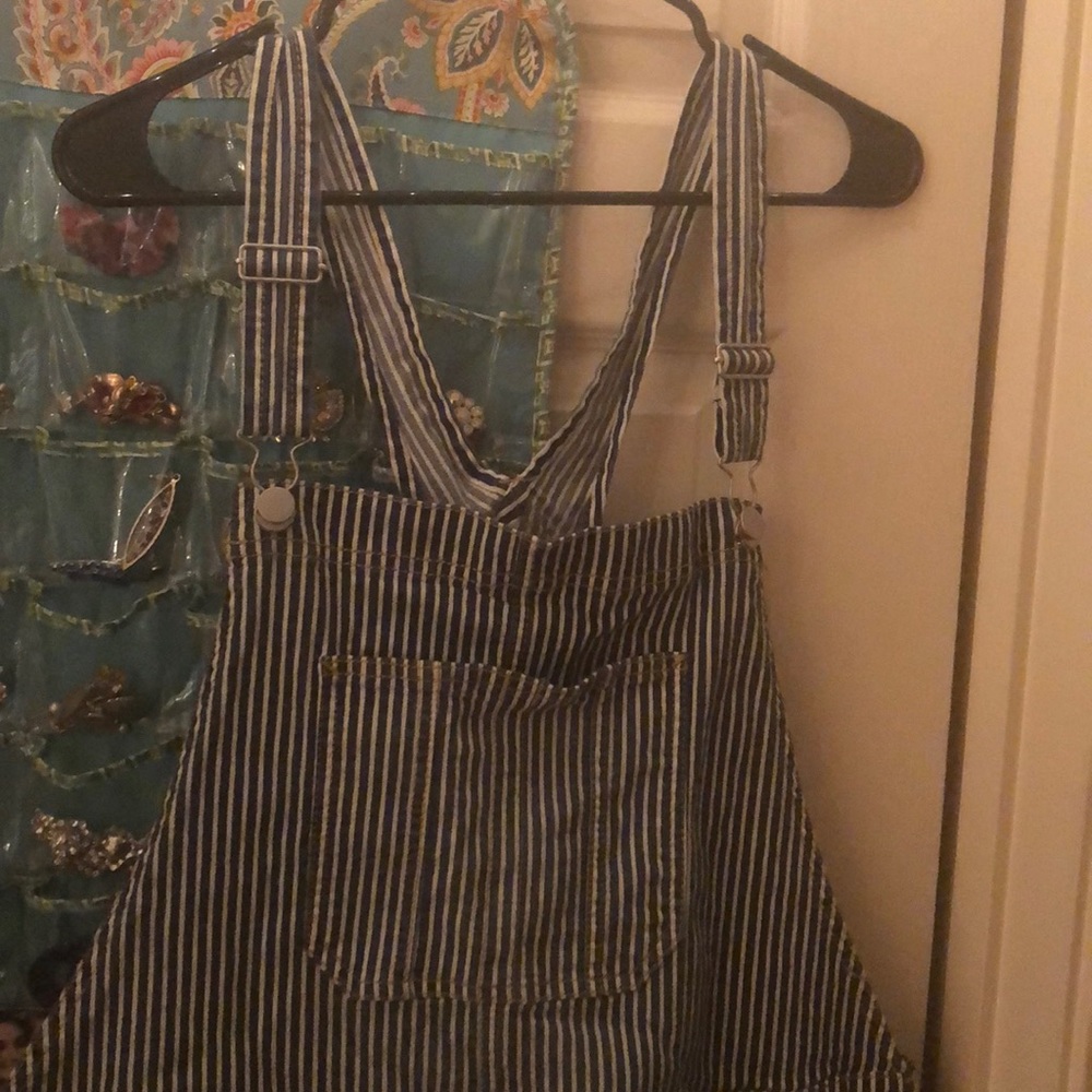 Jean short pinstripe overalls